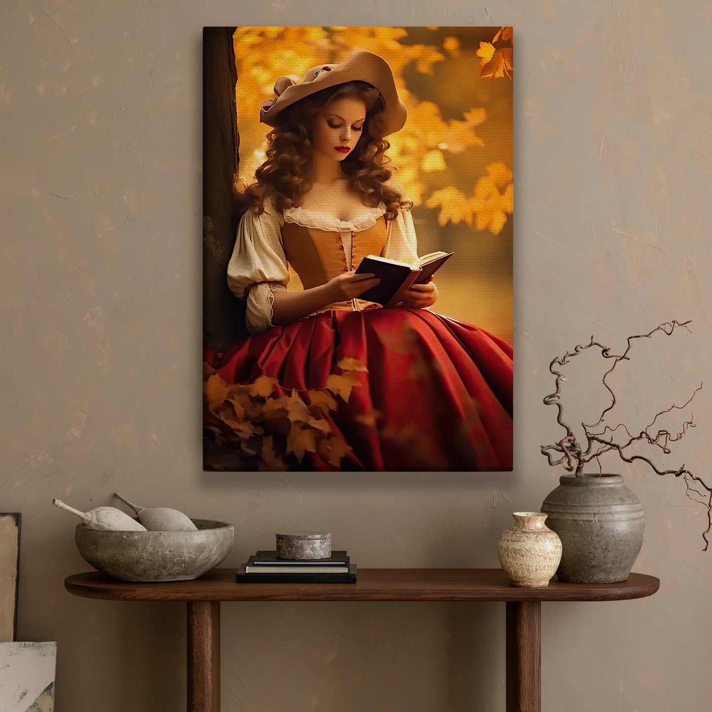 Autumn Reverie, Victorian Girl Canvas Painting, Historical Wall Art Decor, Poster Gift For Girls