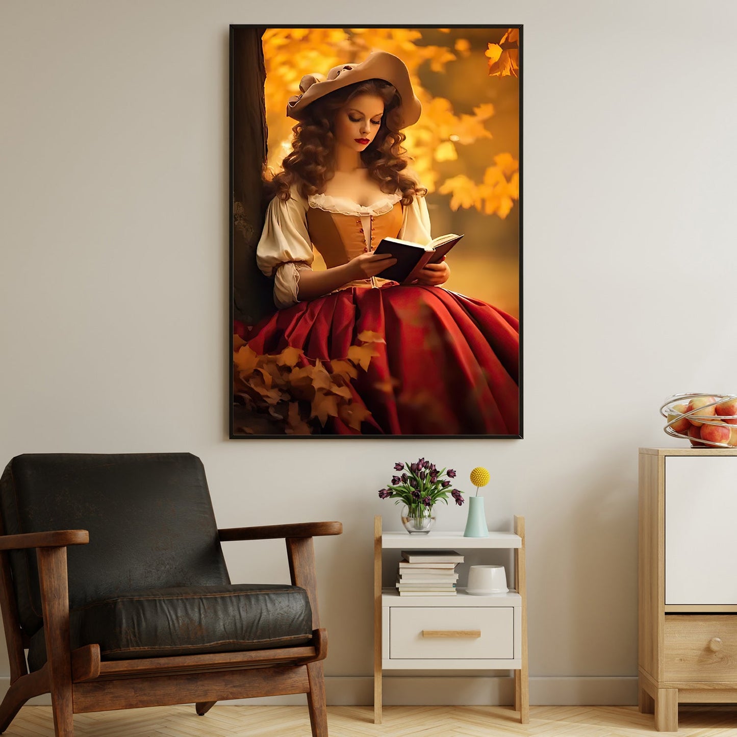 Autumn Reverie, Victorian Girl Canvas Painting, Historical Wall Art Decor, Poster Gift For Girls