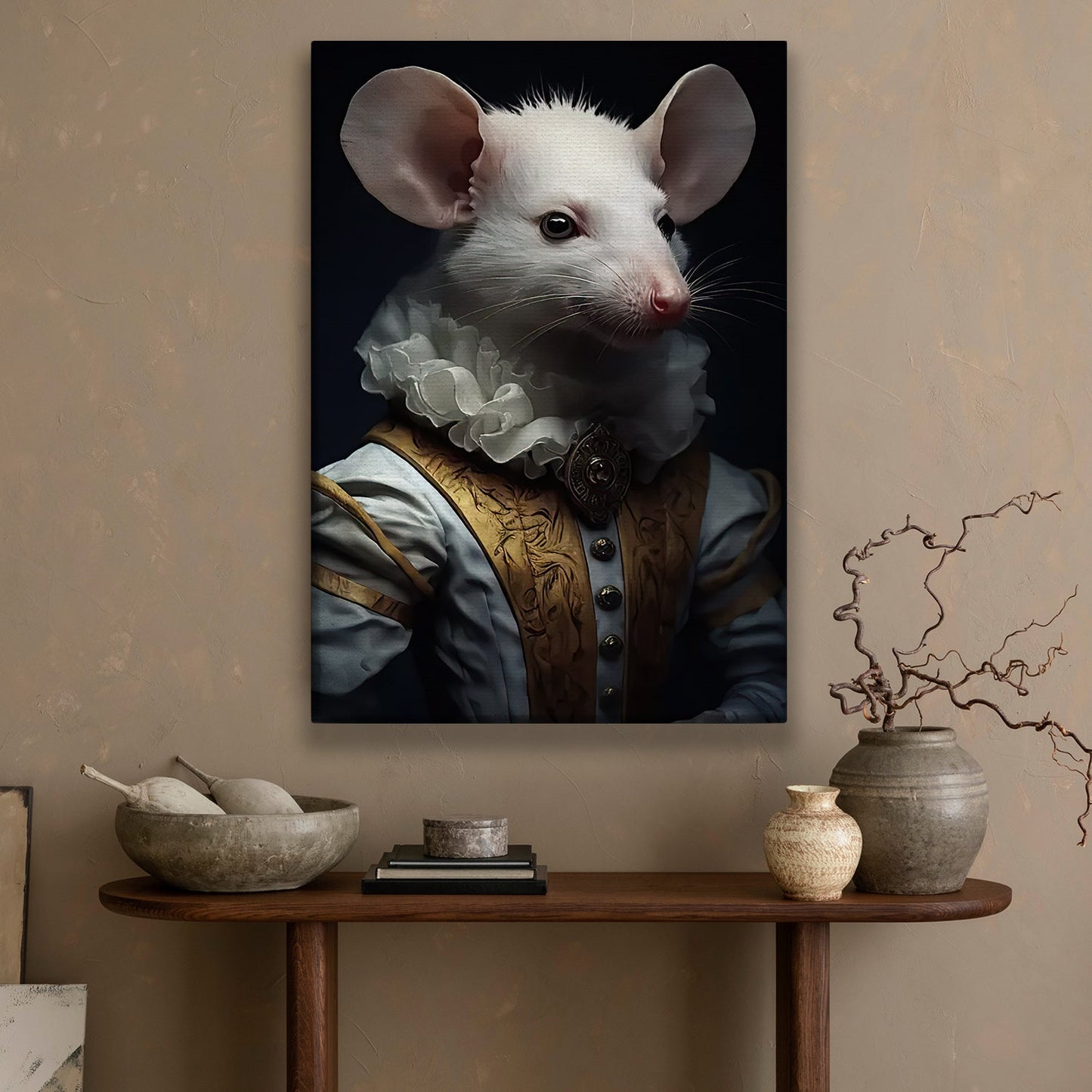 The Noble Mouseketeer, Victorian Mouse Canvas Painting, Mysterical Wall Art Decor, Poster Gift For Rat Lovers