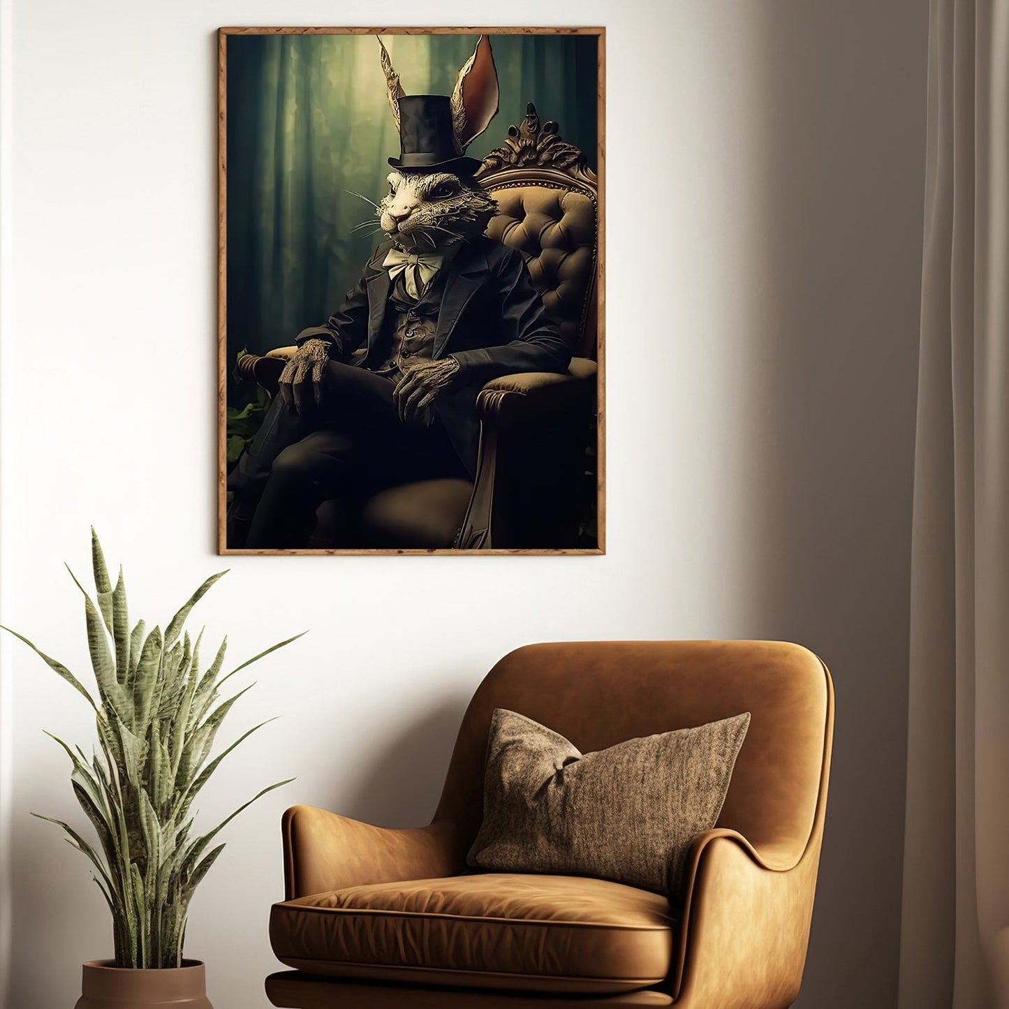 The Aristocratic Hare, Victorian Rabbit Canvas Painting, Mystery Wall Art Decor, Poster Gift For Rabbit Lovers