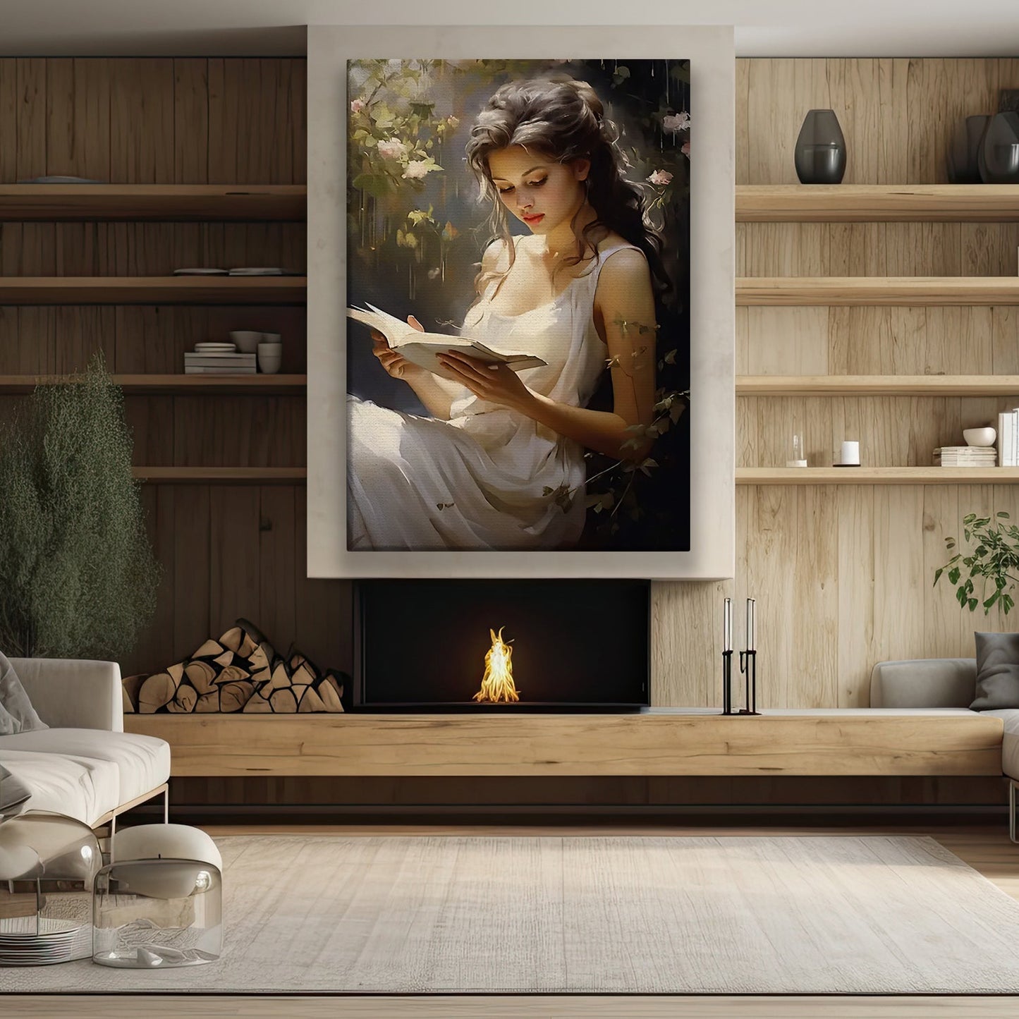 The Enchanted Reader, Victorian Girl Canvas Painting, Historical Wall Art Decor, Poster Gift For Reading Lovers