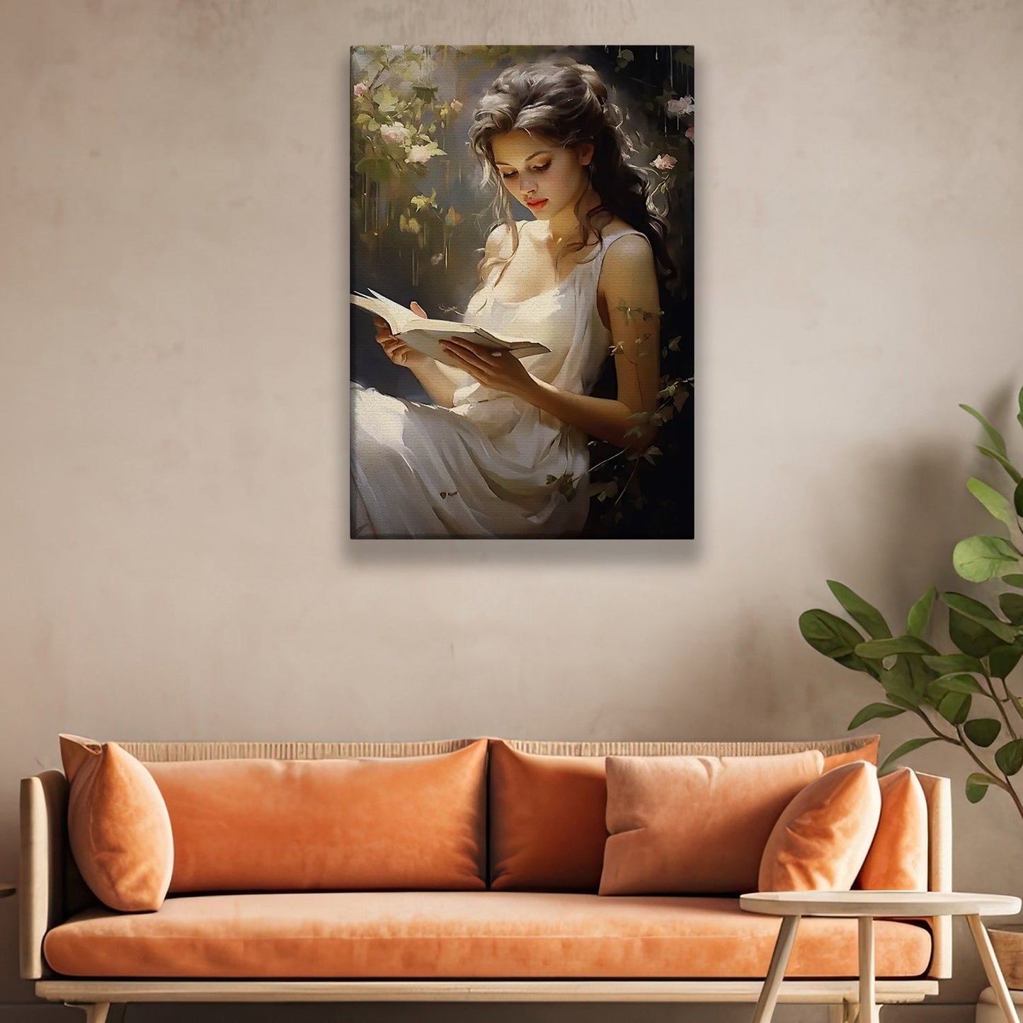 The Enchanted Reader, Victorian Girl Canvas Painting, Historical Wall Art Decor, Poster Gift For Reading Lovers