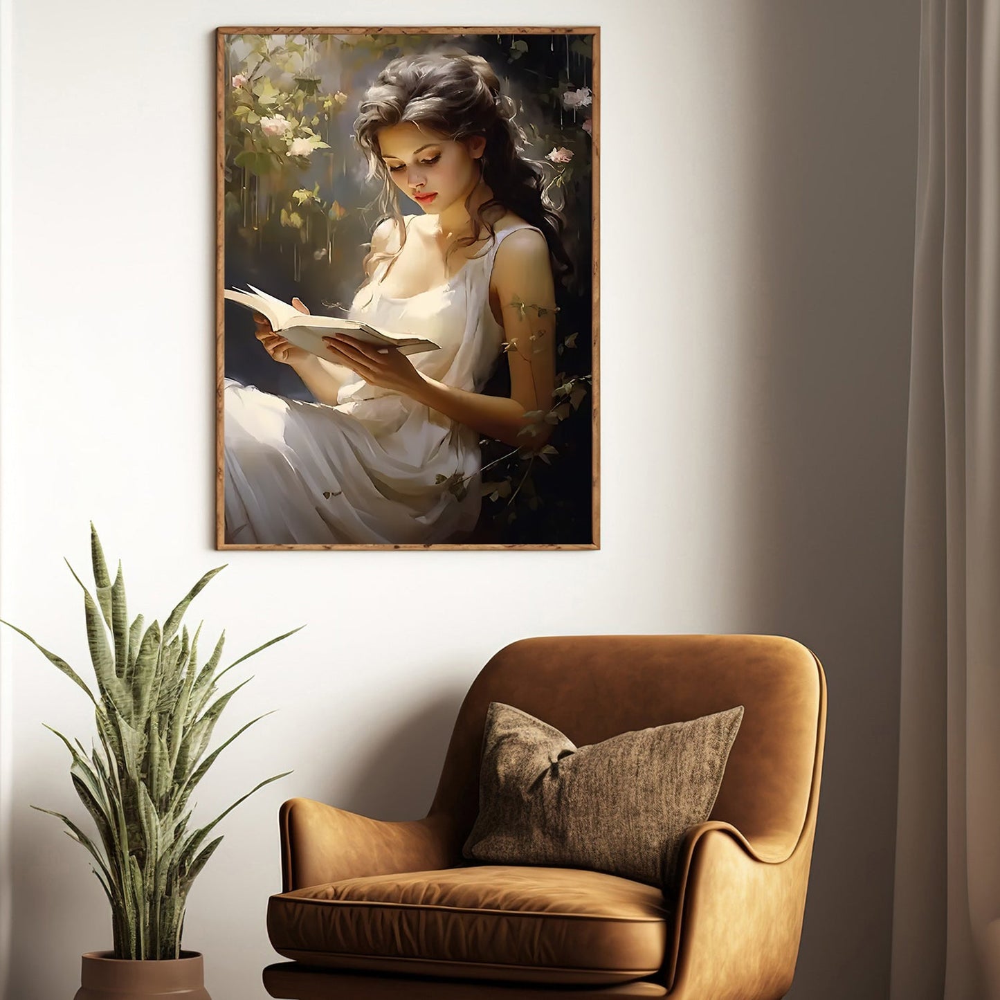 The Enchanted Reader, Victorian Girl Canvas Painting, Historical Wall Art Decor, Poster Gift For Reading Lovers