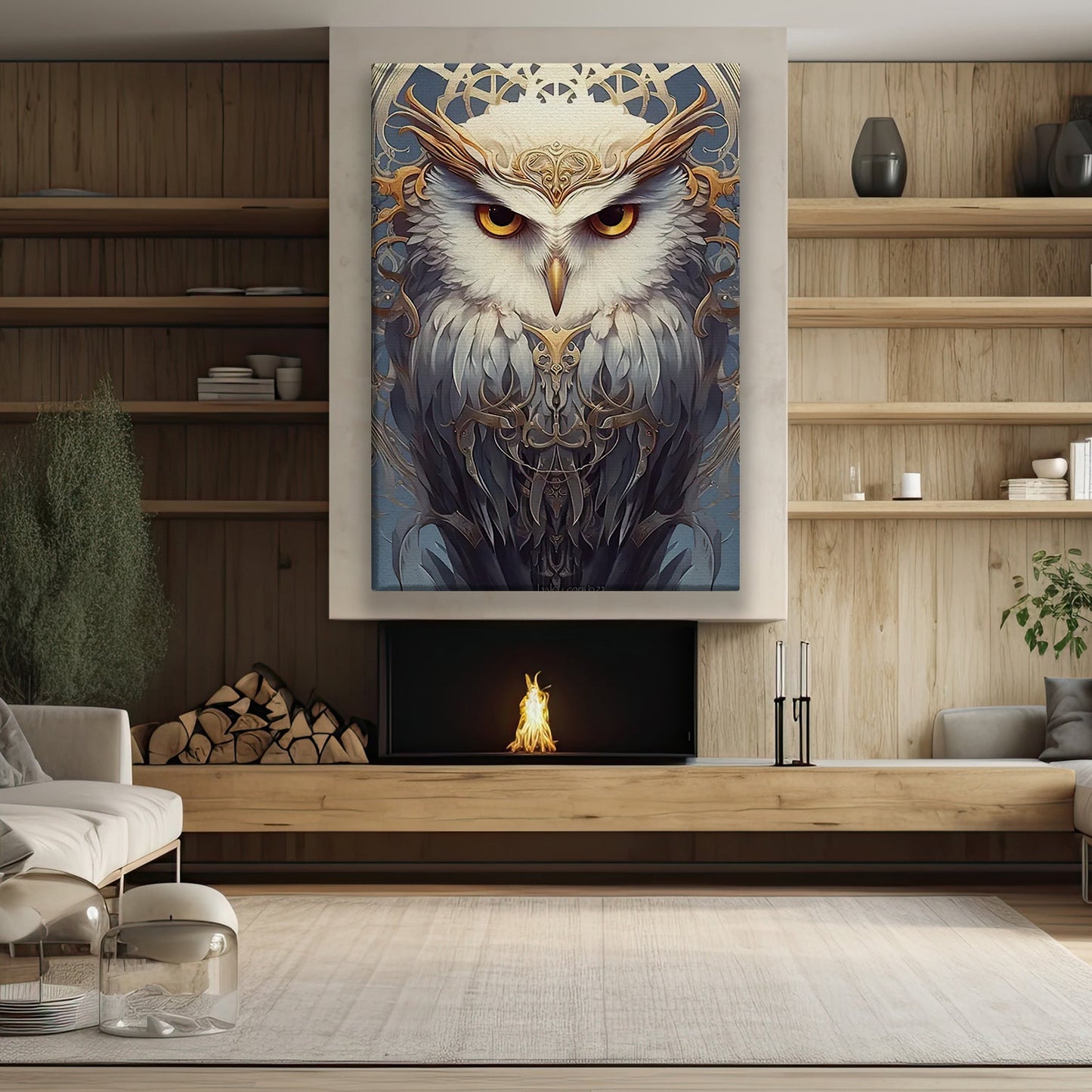 The Owl Guardian, Owl Canvas Painting, Mysterical Wall Art Decor, Poster Gift For Owl Lovers