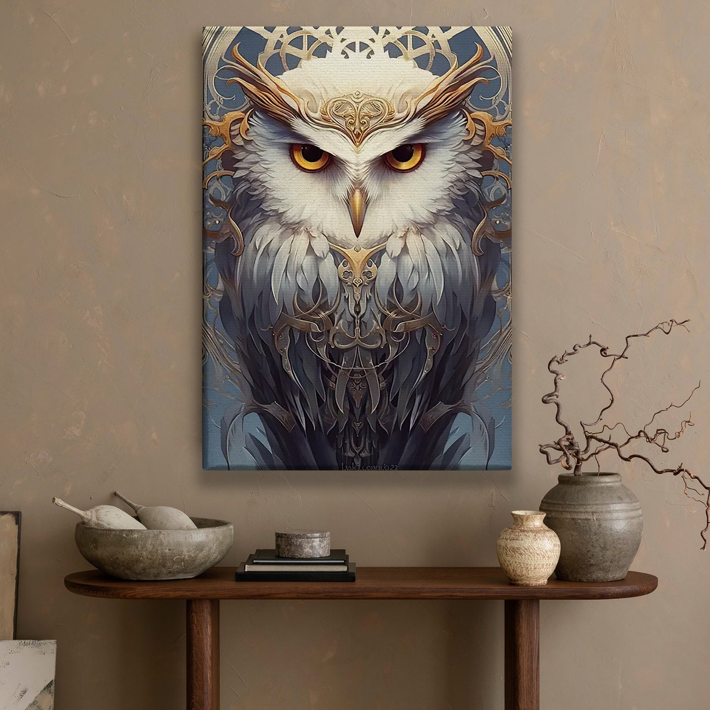 The Owl Guardian, Owl Canvas Painting, Mysterical Wall Art Decor, Poster Gift For Owl Lovers