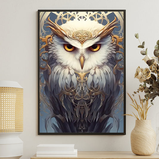 The Owl Guardian, Owl Canvas Painting, Mysterical Wall Art Decor, Poster Gift For Owl Lovers