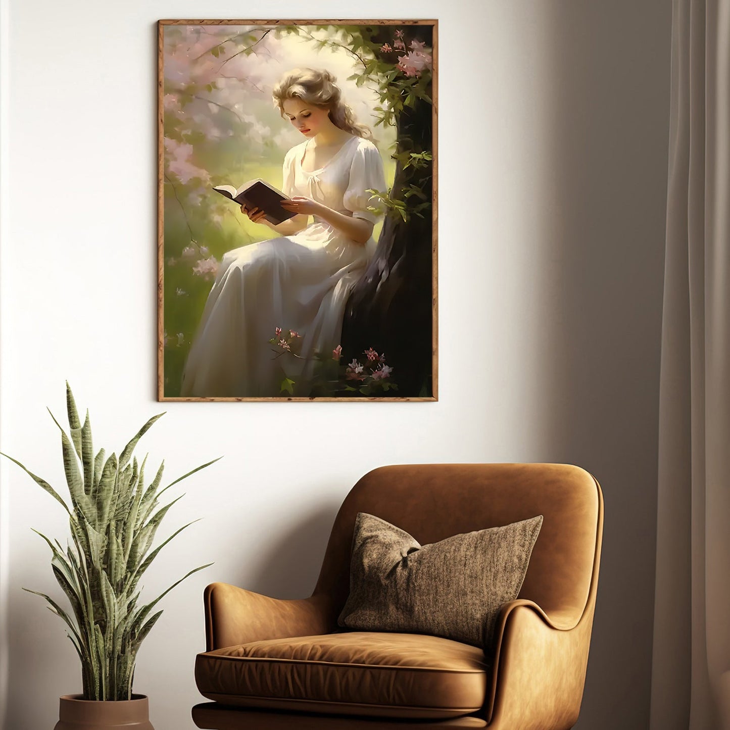 Serenity in the Grove, Victorian Girl Canvas Painting, Historical Wall Art Decor, Poster Gift For Reading Lovers