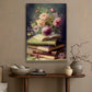 Blossoming Knowledge, Flower & Book Canvas Painting, Historical Wall Art Decor, Poster Gift For Reading Lovers