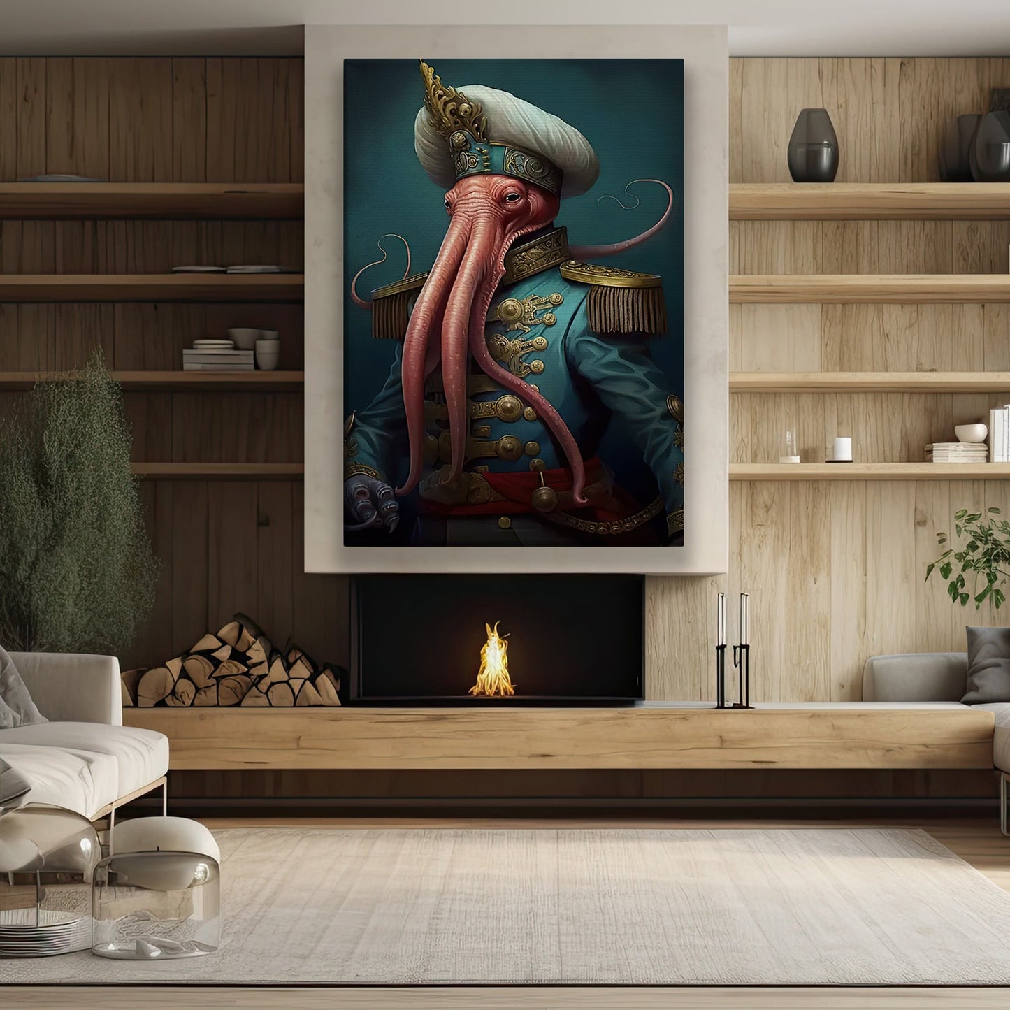 The Admiral of the Depths, Victorian Octopus Canvas Painting, Victorian Animal Wall Art Decor, Poster Gift For Octopus Lovers