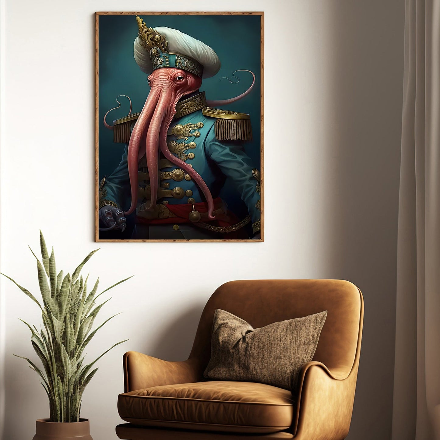 The Admiral of the Depths, Victorian Octopus Canvas Painting, Victorian Animal Wall Art Decor, Poster Gift For Octopus Lovers