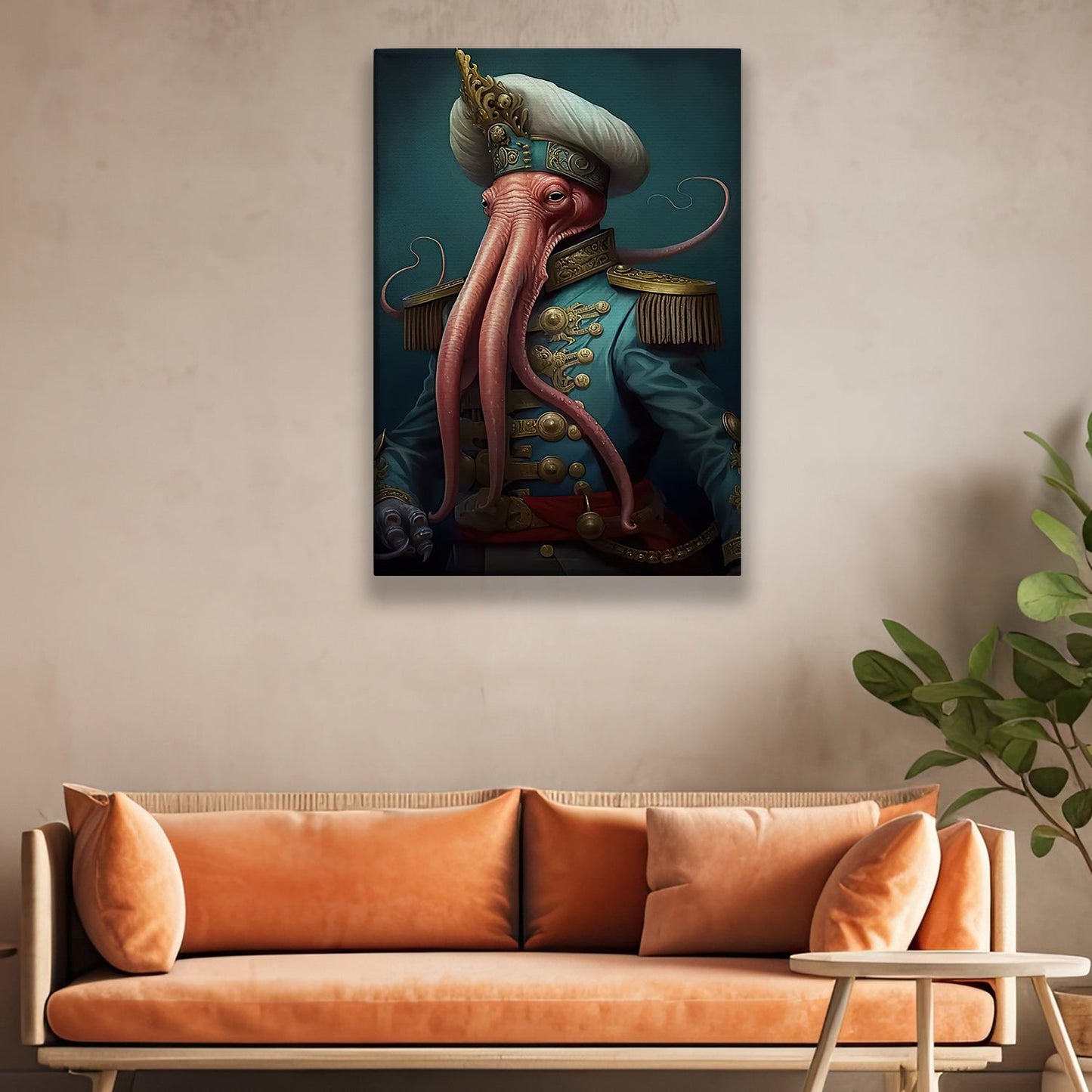 The Admiral of the Depths, Victorian Octopus Canvas Painting, Victorian Animal Wall Art Decor, Poster Gift For Octopus Lovers