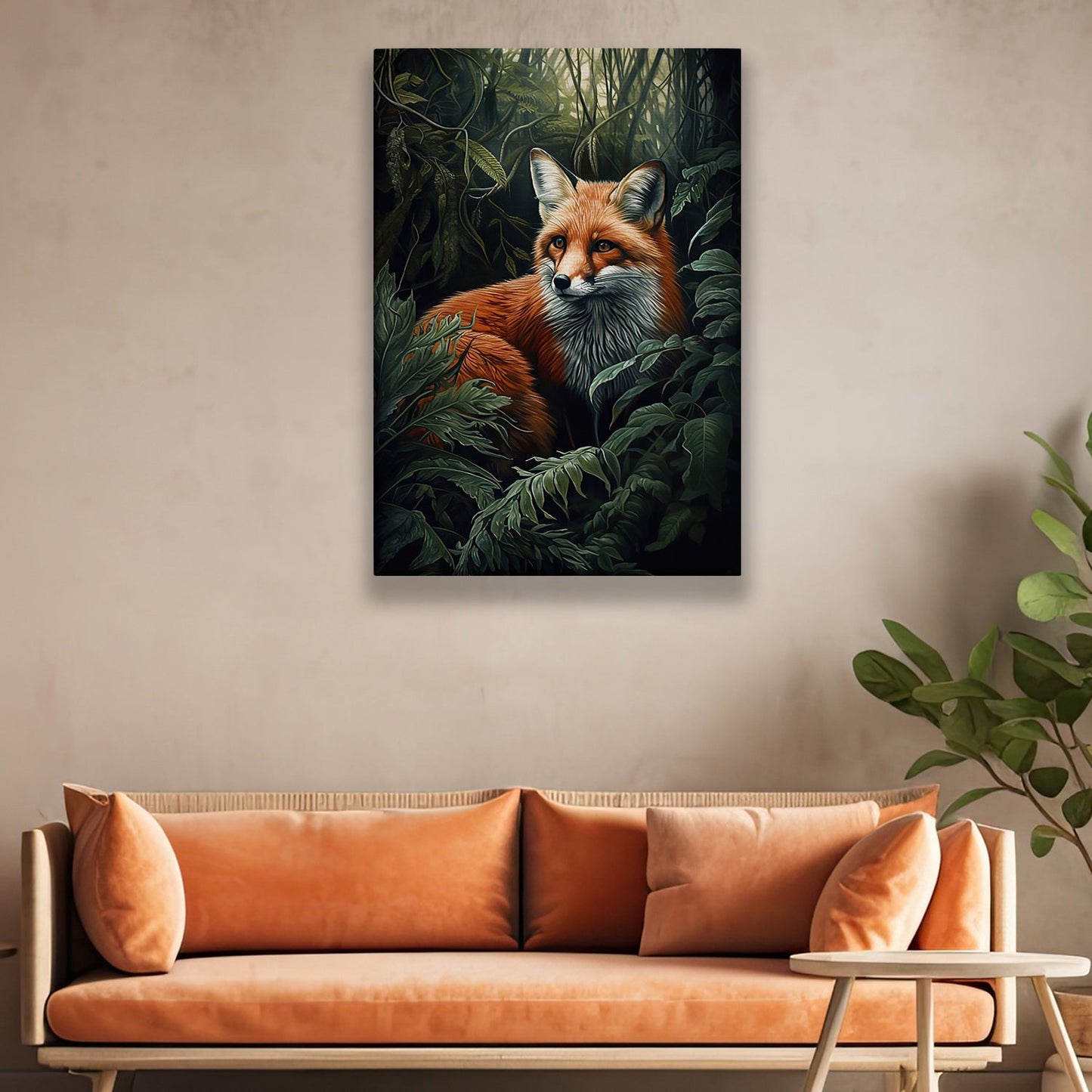 The Watchful Sentine, Victorian Fox Canvas Painting, Mysterical Wall Art Decor, Poster Gift For Fox Lovers