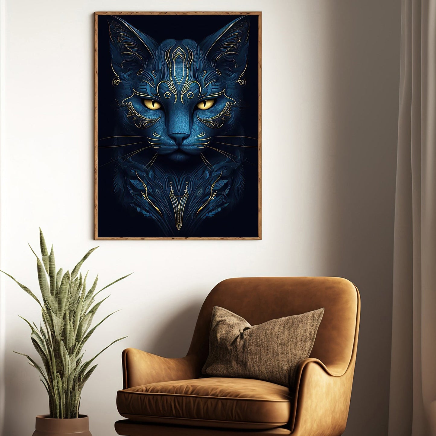 The Twilight Garden, Cat Canvas Painting, Mystery Wall Art Decor, Poster Gift For Cat Lovers