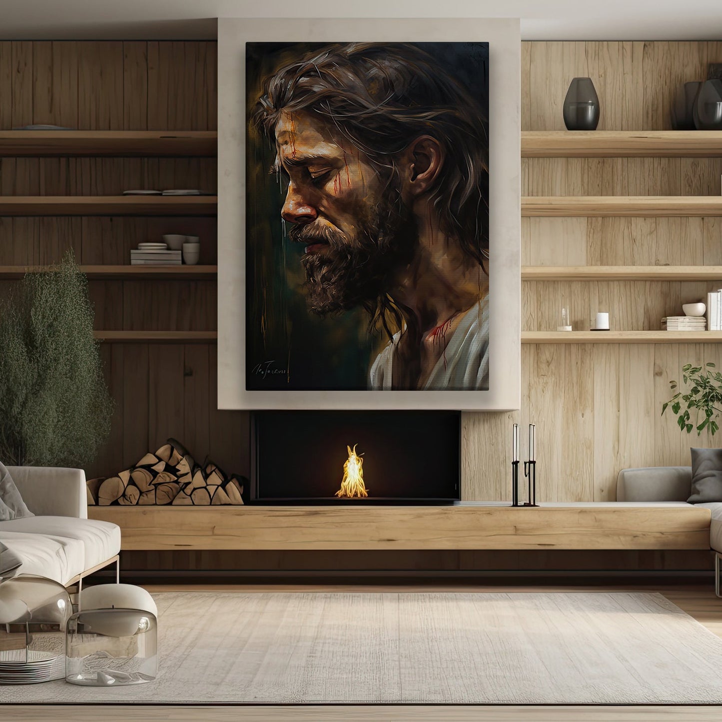 Solace in Sorrow The Compassionate One, Jesus Christian Canvas Painting, Xmas Wall Art Decor - Christmas Poster Gift