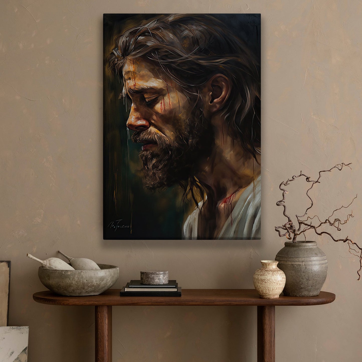 Solace in Sorrow The Compassionate One, Jesus Christian Canvas Painting, Xmas Wall Art Decor - Christmas Poster Gift