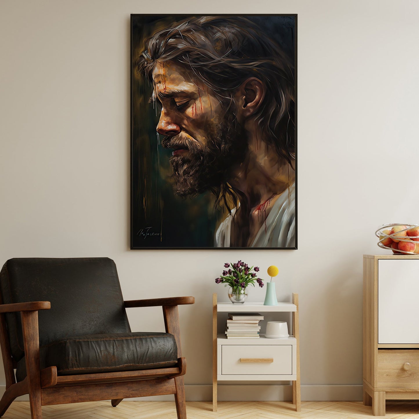 Solace in Sorrow The Compassionate One, Jesus Christian Canvas Painting, Xmas Wall Art Decor - Christmas Poster Gift