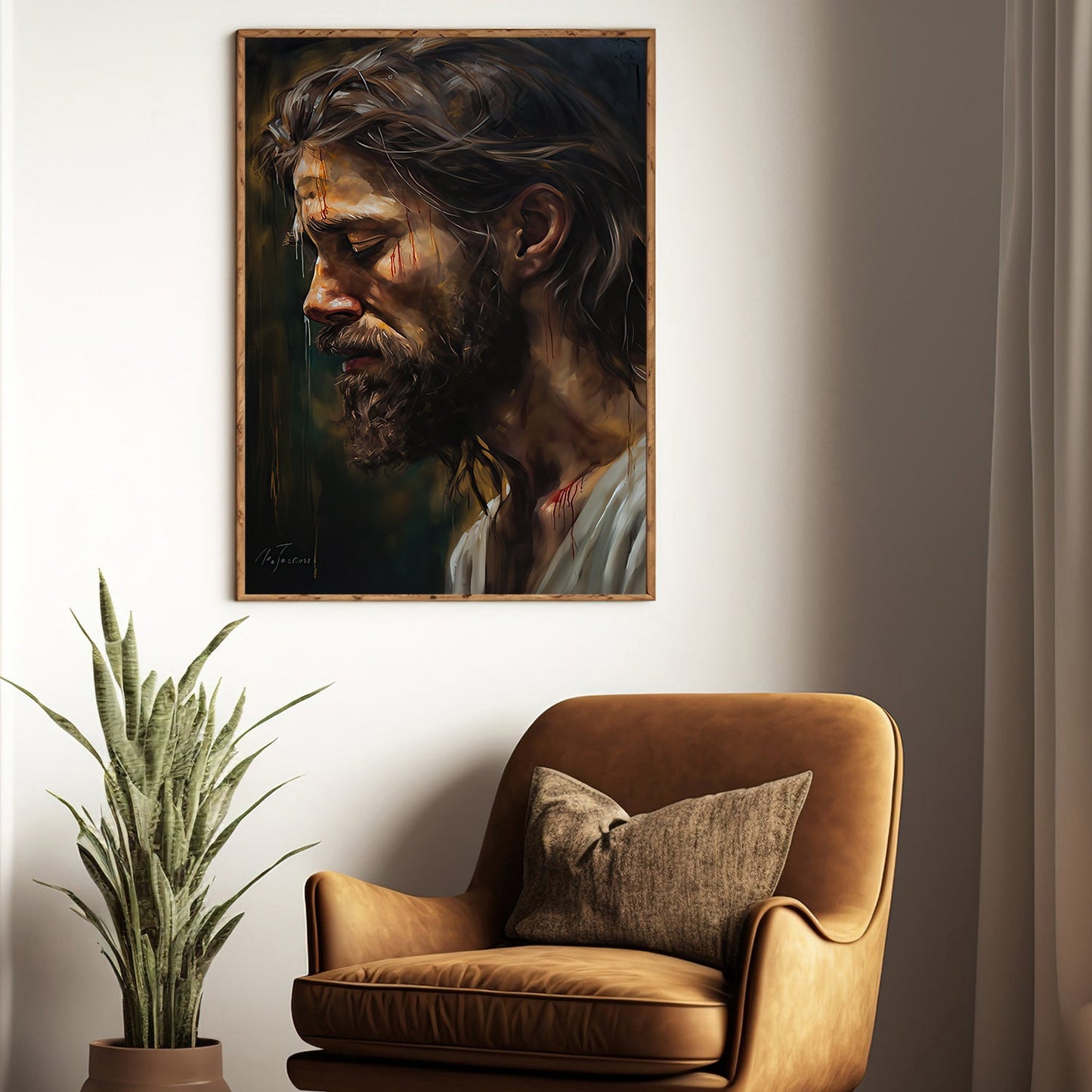 Solace in Sorrow The Compassionate One, Jesus Christian Canvas Painting, Xmas Wall Art Decor - Christmas Poster Gift