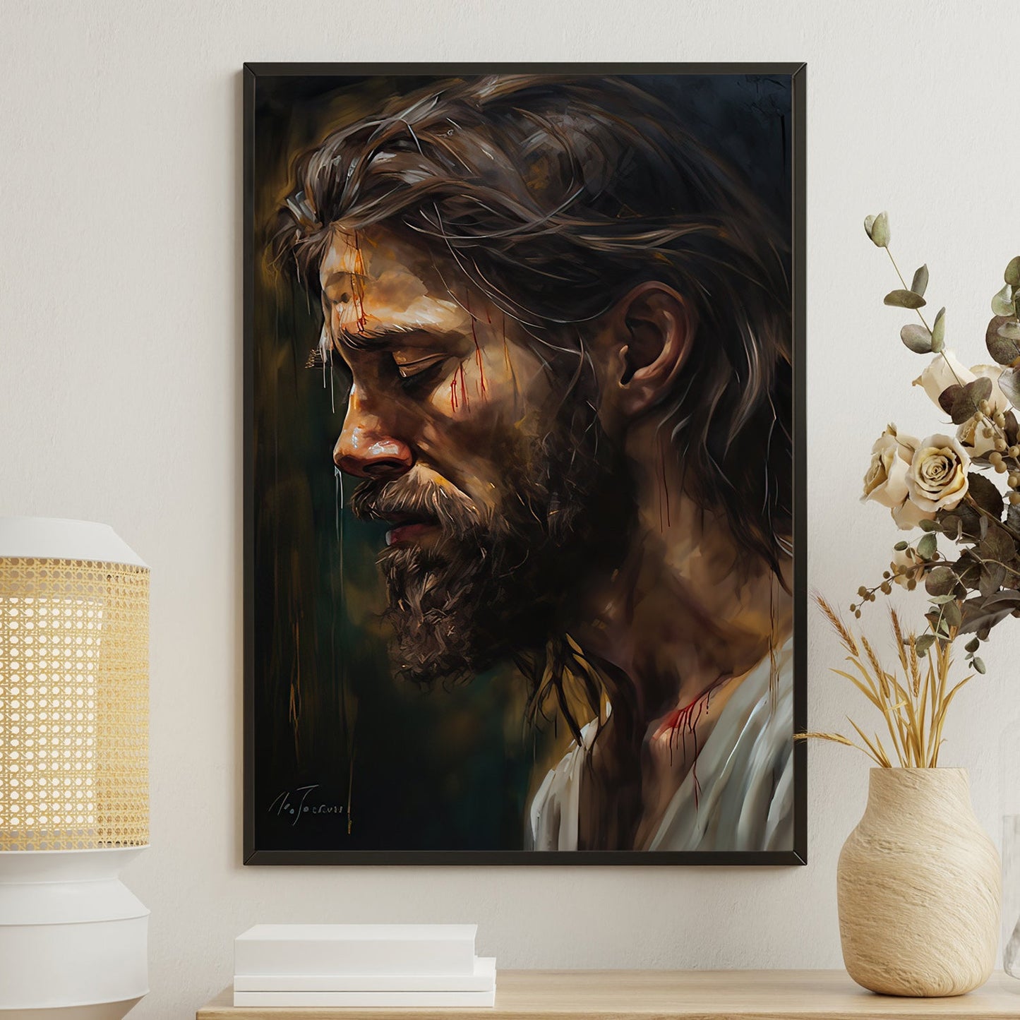 Solace in Sorrow The Compassionate One, Jesus Christian Canvas Painting, Xmas Wall Art Decor - Christmas Poster Gift