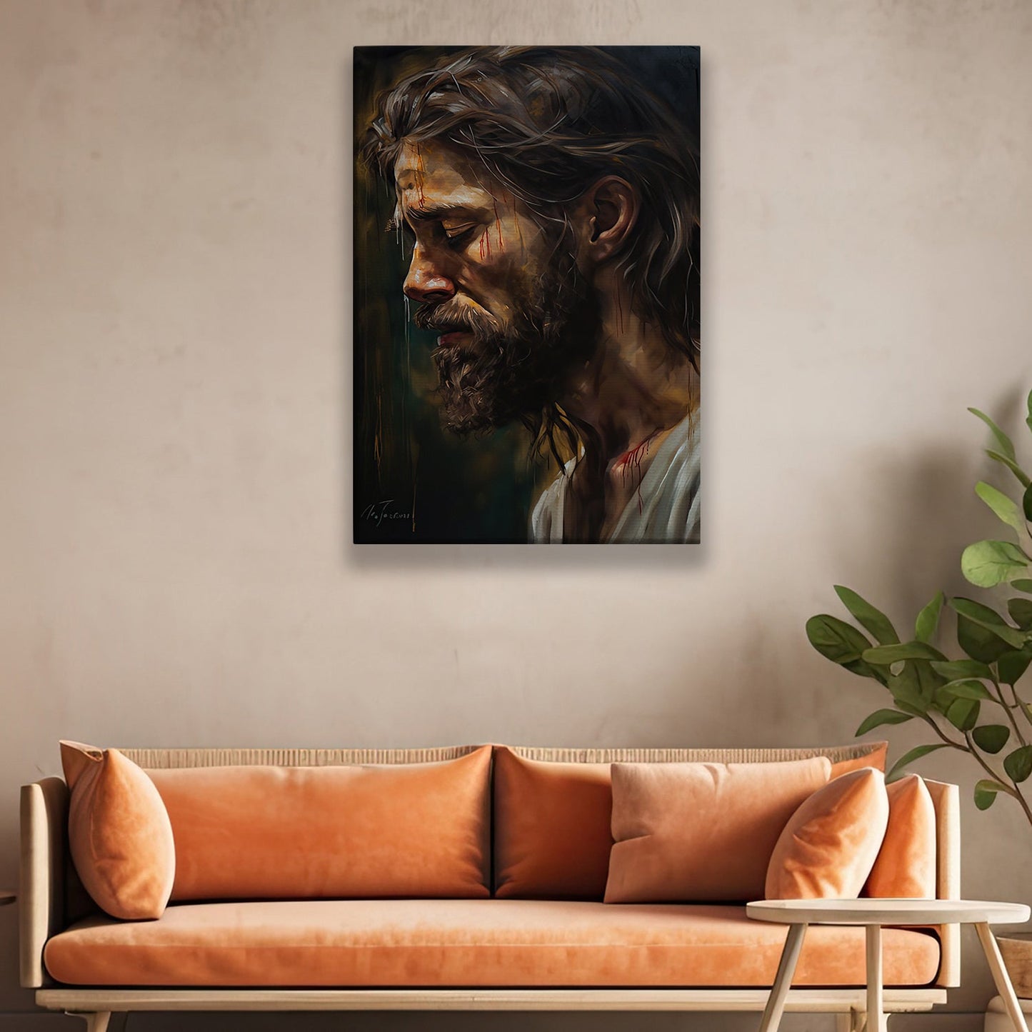 Solace in Sorrow The Compassionate One, Jesus Christian Canvas Painting, Xmas Wall Art Decor - Christmas Poster Gift