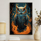 Majestic Gaze Flames of Wisdom, Owl Canvas Painting, Mystical Wall Art Decor, Poster Gift For Owl Lovers