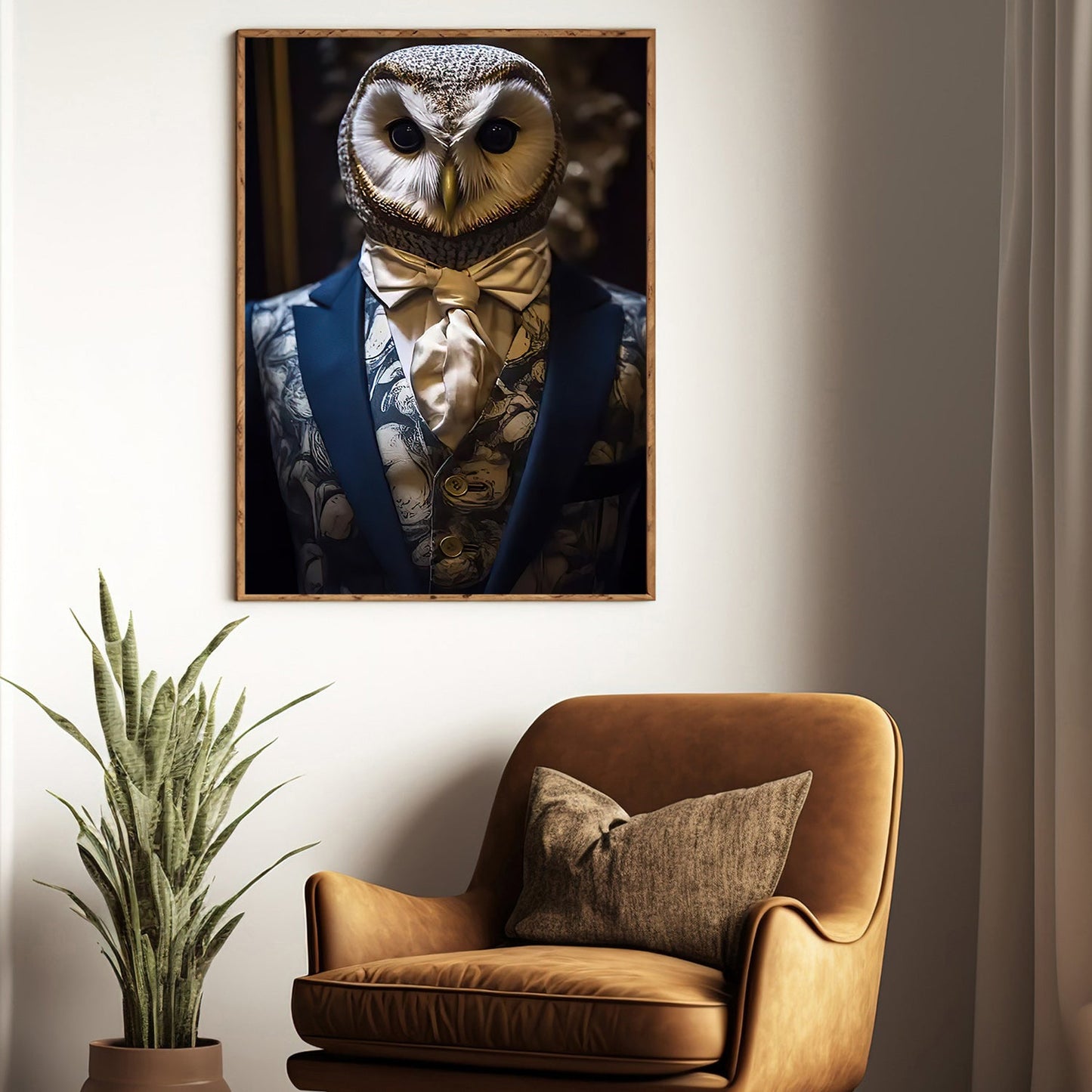 Nocturnal Gentleman The Owl's Debonair, Victorian Owl Canvas Painting, Mystical Wall Art Decor, Poster Gift For Owl Lovers