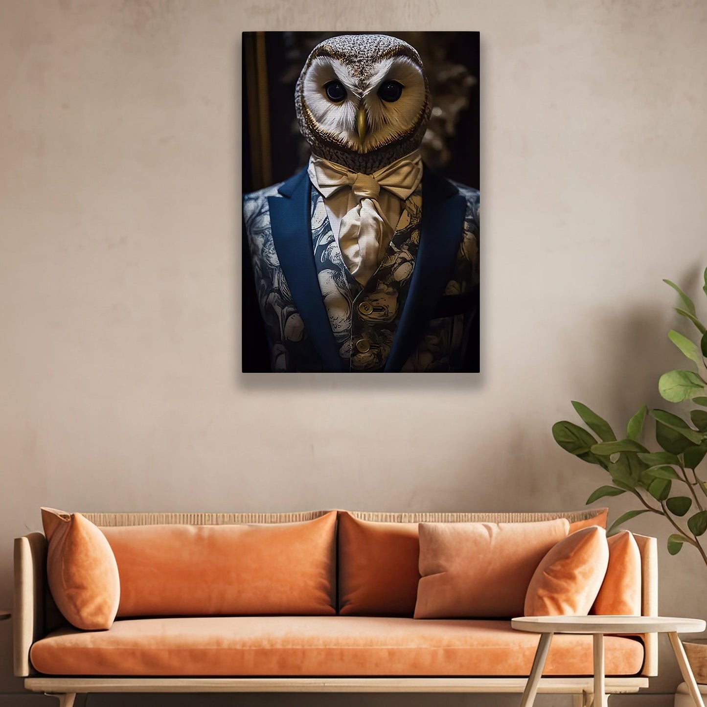 Nocturnal Gentleman The Owl's Debonair, Victorian Owl Canvas Painting, Mystical Wall Art Decor, Poster Gift For Owl Lovers