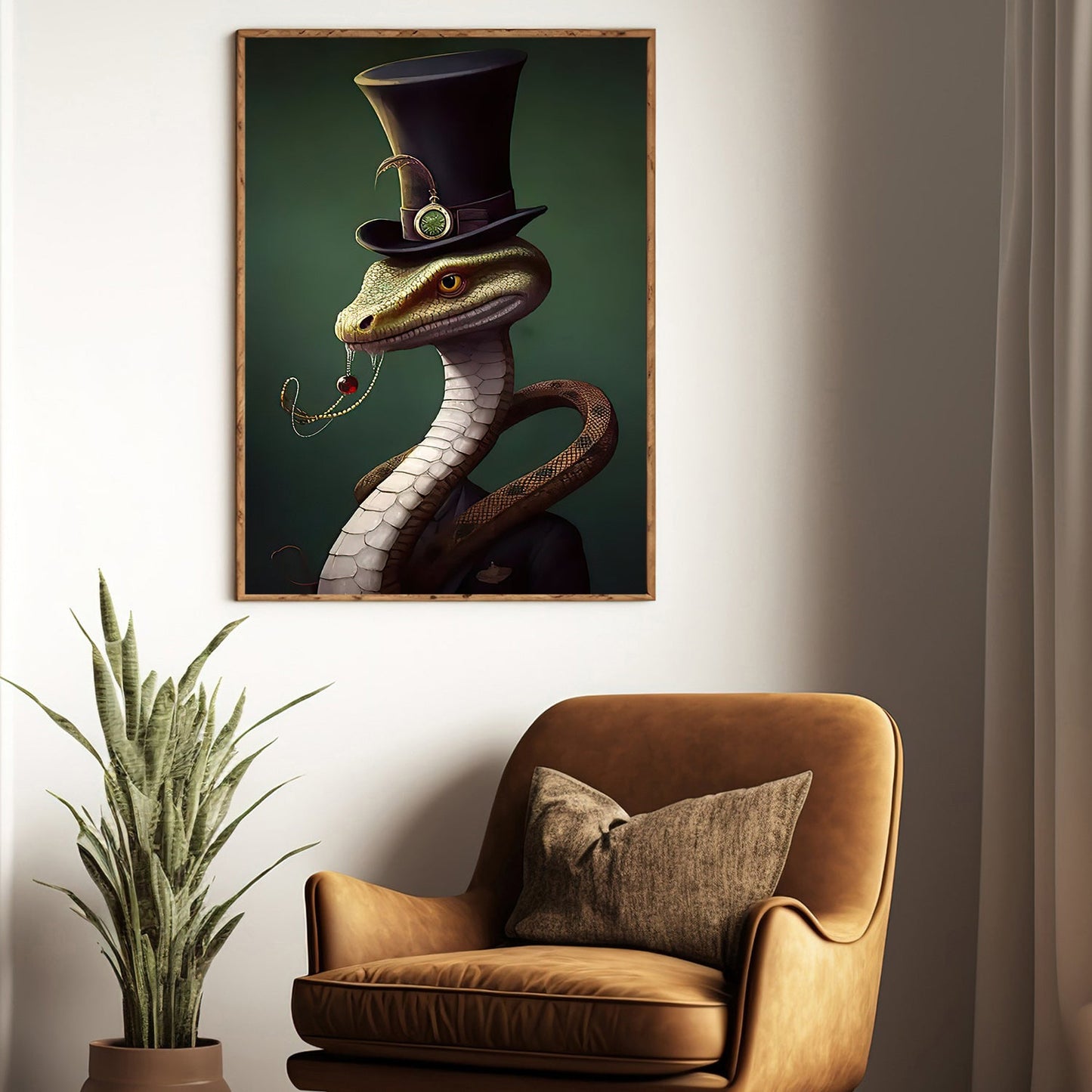 Serpentine Sophistication The Dapper Reptile, Victorian Snake Canvas Painting, Victorian Animal Wall Art Decor, Poster Gift For Snake Lovers