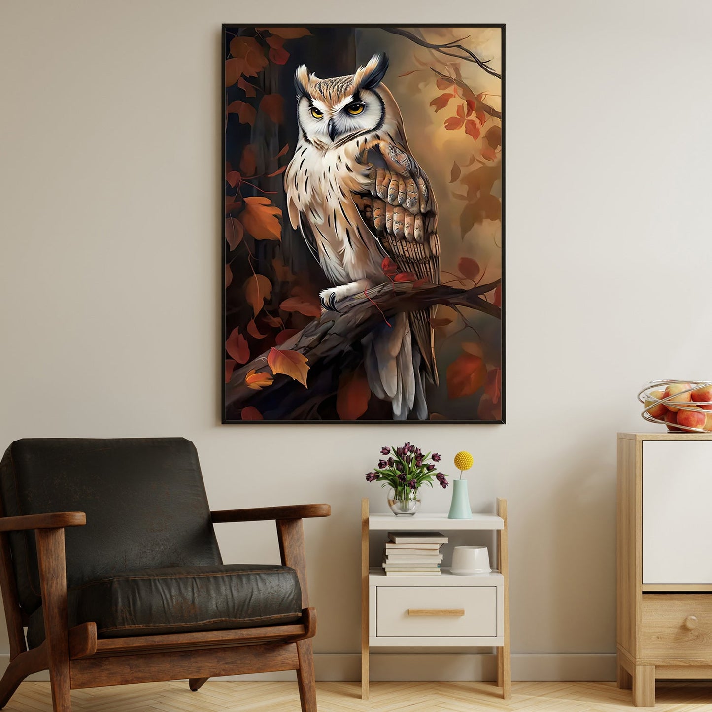 The Guardian of the Forest, Owl Canvas Painting, Mystical Wall Art Decor, Poster Gift For Owl Lovers