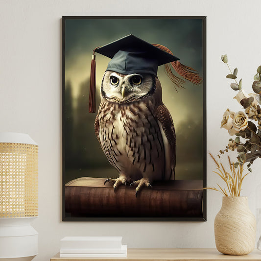 The Wise Graduate Owl, Victorian Owl Canvas Painting, Mystical Wall Art Decor, Poster Gift For Owl Lovers