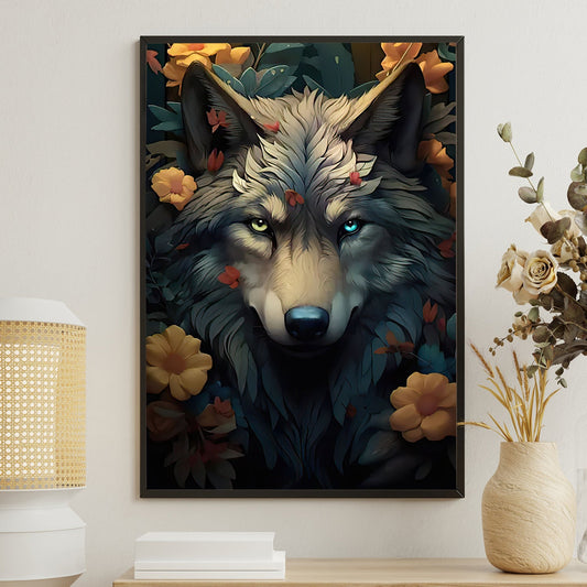 The Forest's Whisper, Wolf Canvas Painting, Mystical Wall Art Decor, Poster Gift For Wolf Lovers