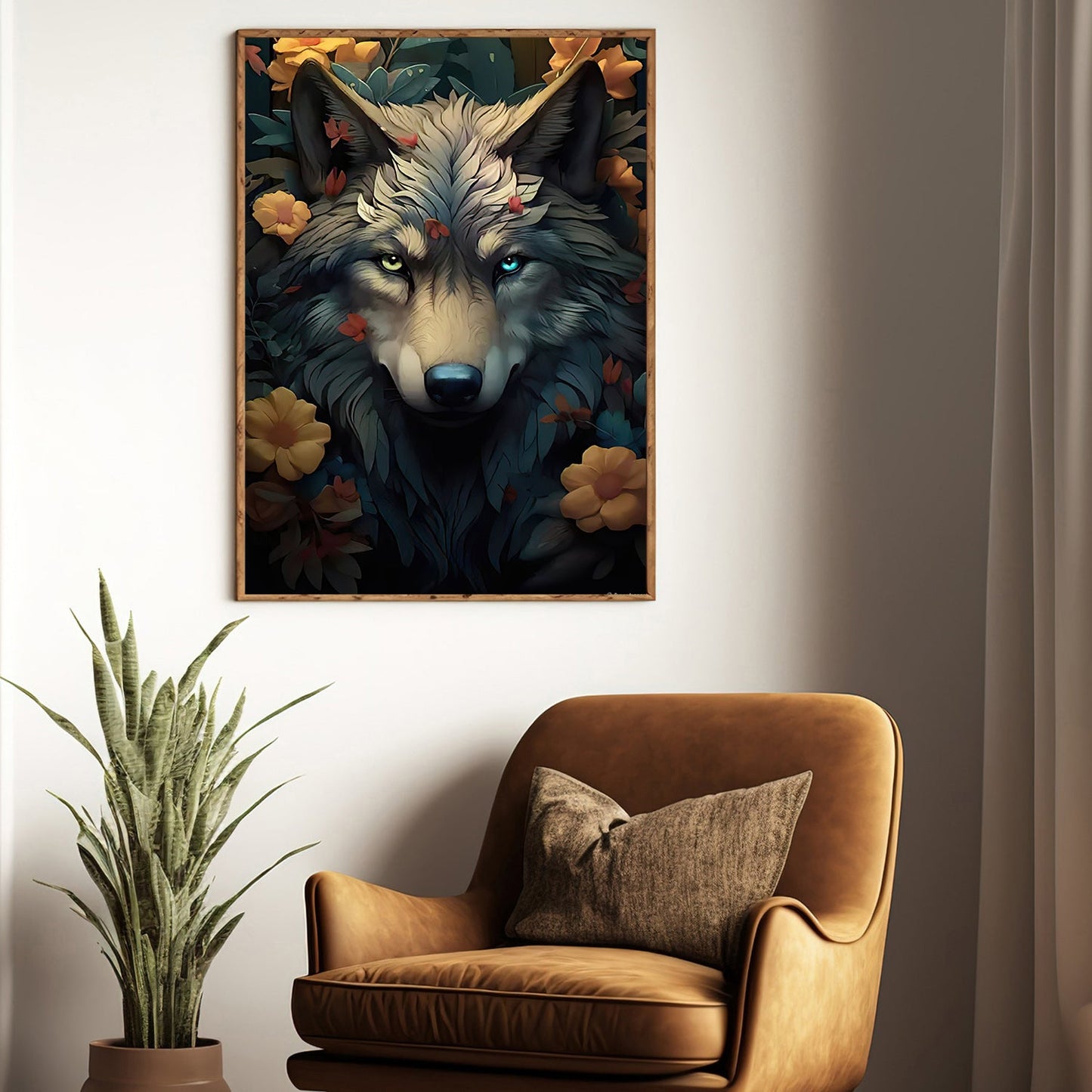 The Forest's Whisper, Wolf Canvas Painting, Mystical Wall Art Decor, Poster Gift For Wolf Lovers