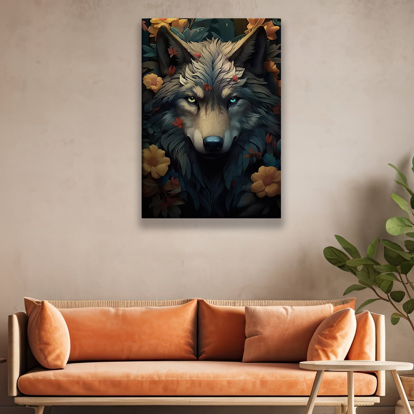 The Forest's Whisper, Wolf Canvas Painting, Mystical Wall Art Decor, Poster Gift For Wolf Lovers