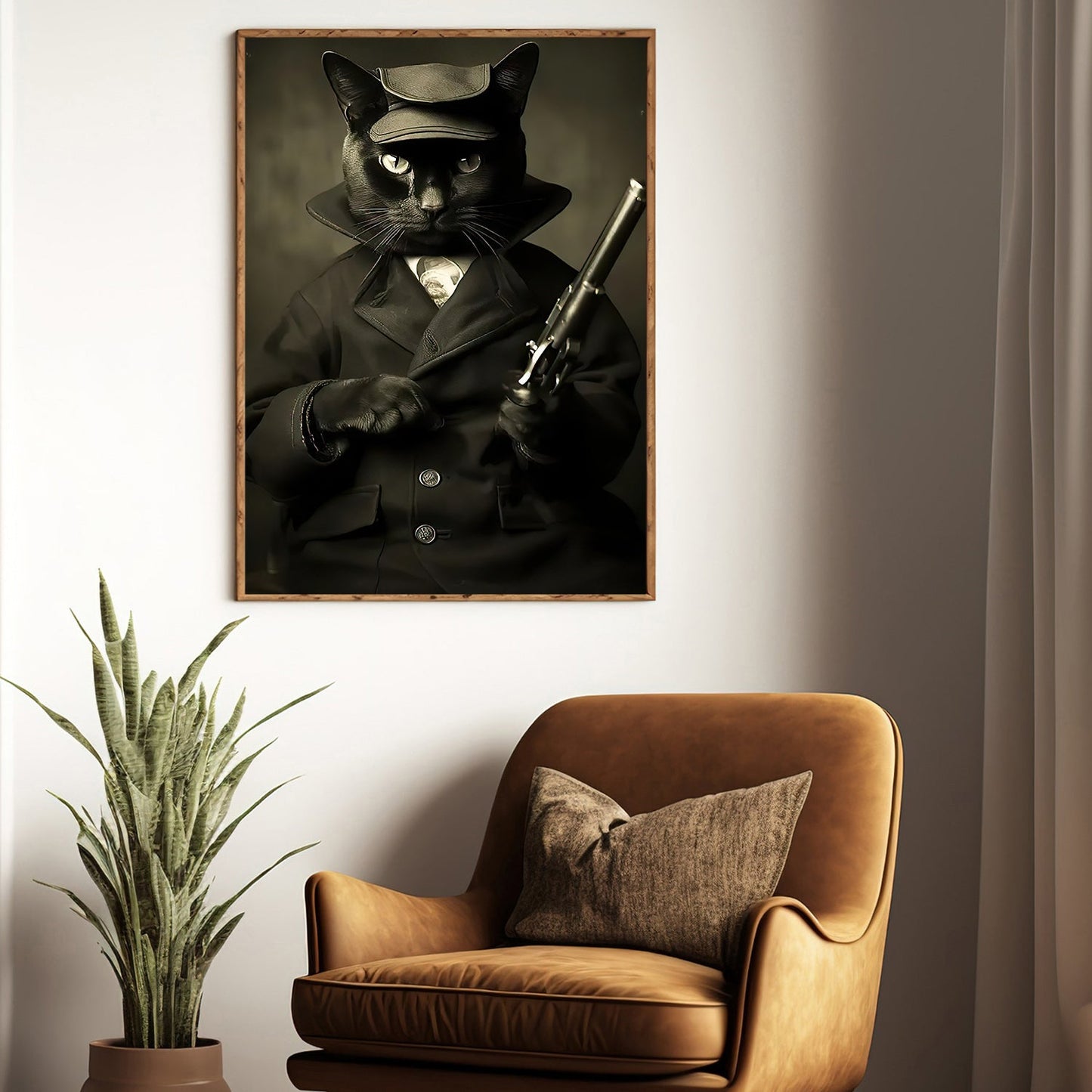 Noir Whiskers, Victorian Cat Canvas Painting, Mystical Wall Art Decor, Poster Gift For Cat Lovers