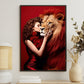 Untamed Affection, Victorian Lion Canvas Painting, Mystical Wall Art Decor, Poster Gift For Lion Lovers