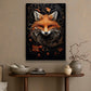 Fox in Florid Spiral, Victorian Fox Canvas Painting, Mystical Wall Art Decor, Poster Gift For Fox Lovers