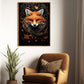 Fox in Florid Spiral, Victorian Fox Canvas Painting, Mystical Wall Art Decor, Poster Gift For Fox Lovers