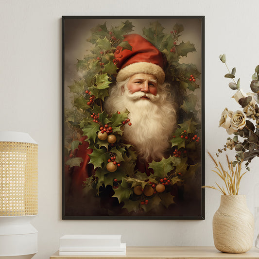 Holly Jolly Christmas, Santa Claus Canvas Painting, Xmas Wall Art Decor - Christmas Poster Gift