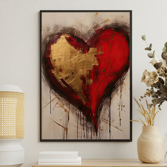 Passion's Texture, Valentine's Day Canvas Painting, Love Wall Art Decor - Valentines Poster Gift