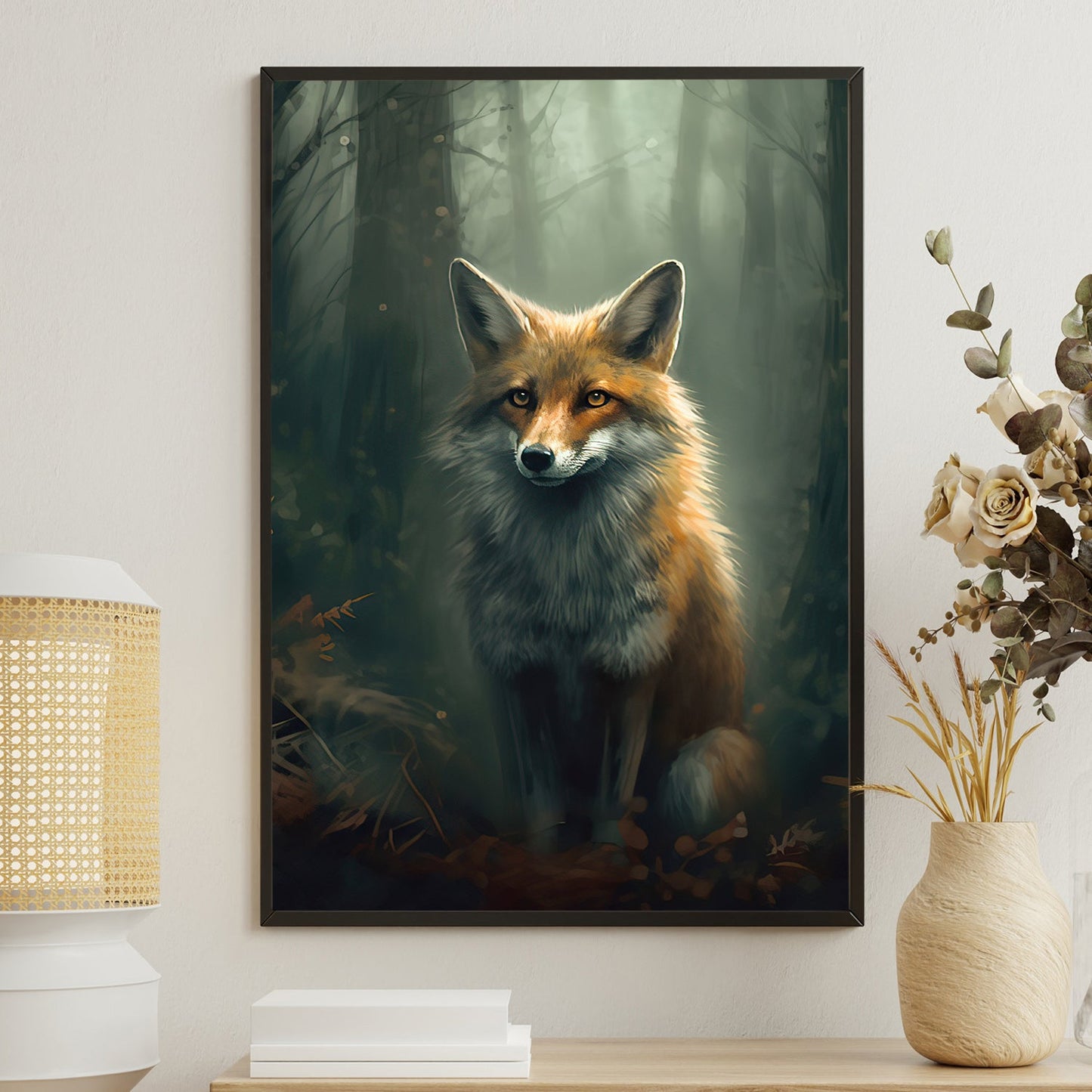 Enchanted Forest Watcher, Fox Canvas Painting, Wall Art Decor - Poster Gift For Fox Lovers