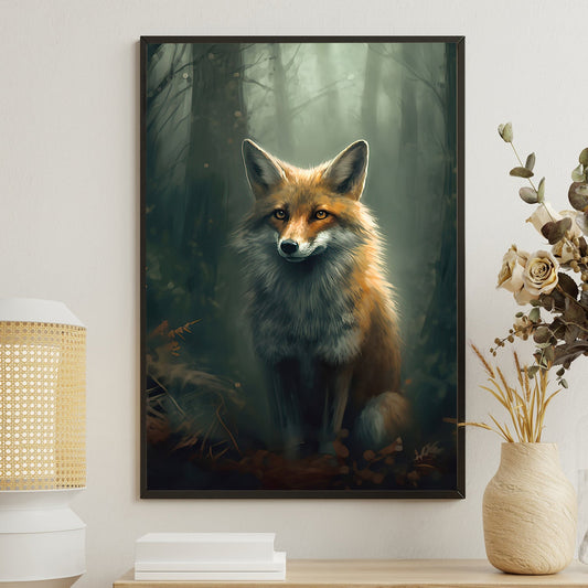 Enchanted Forest Watcher, Fox Canvas Painting, Wall Art Decor - Poster Gift For Fox Lovers