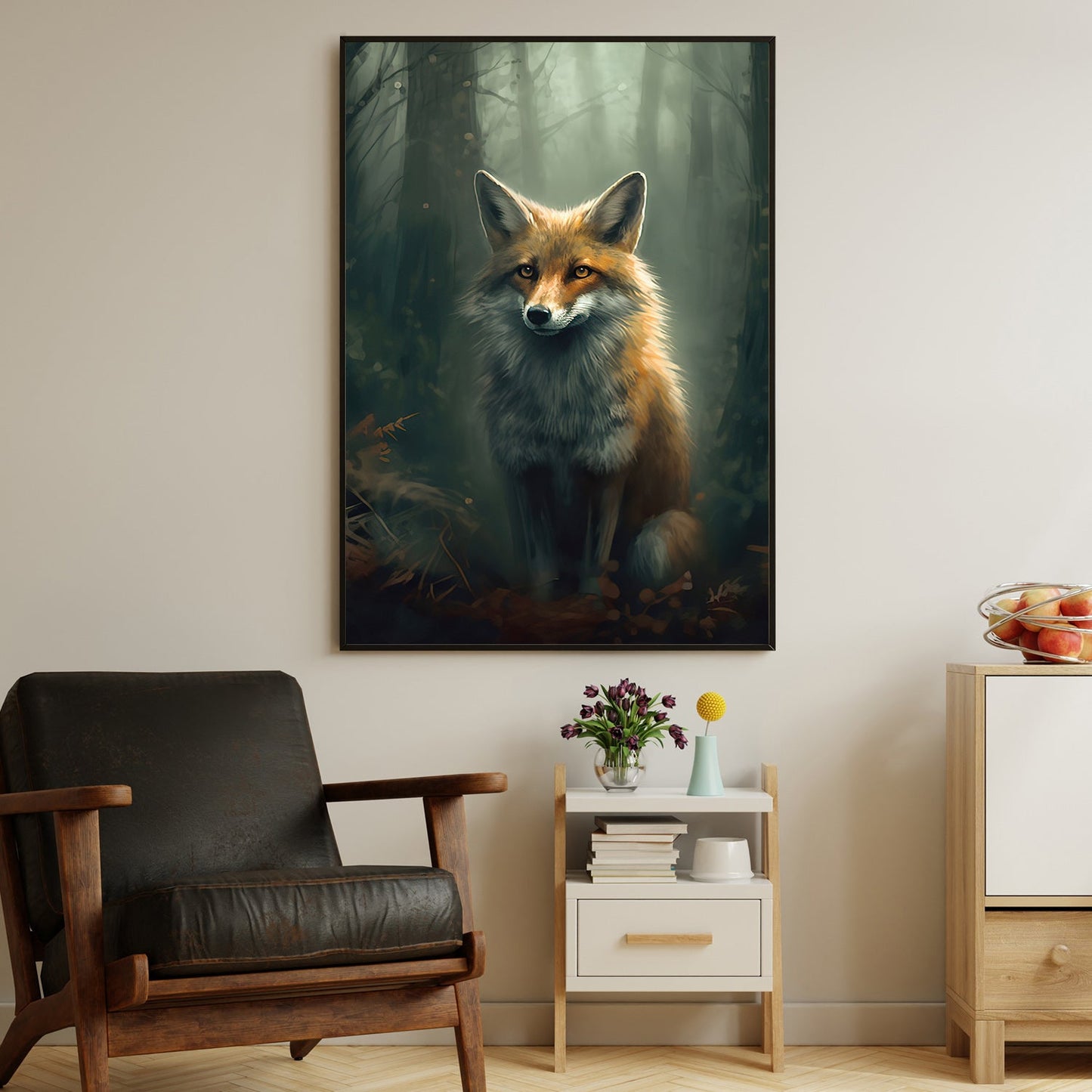 Enchanted Forest Watcher, Fox Canvas Painting, Wall Art Decor - Poster Gift For Fox Lovers
