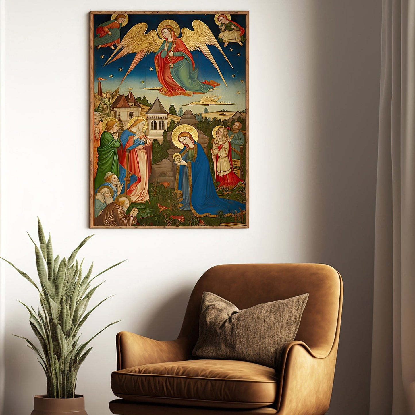 Divine Nativity Illumination, Nativity Christmas Canvas Painting, Xmas Wall Art Decor - Christmas Poster Gift