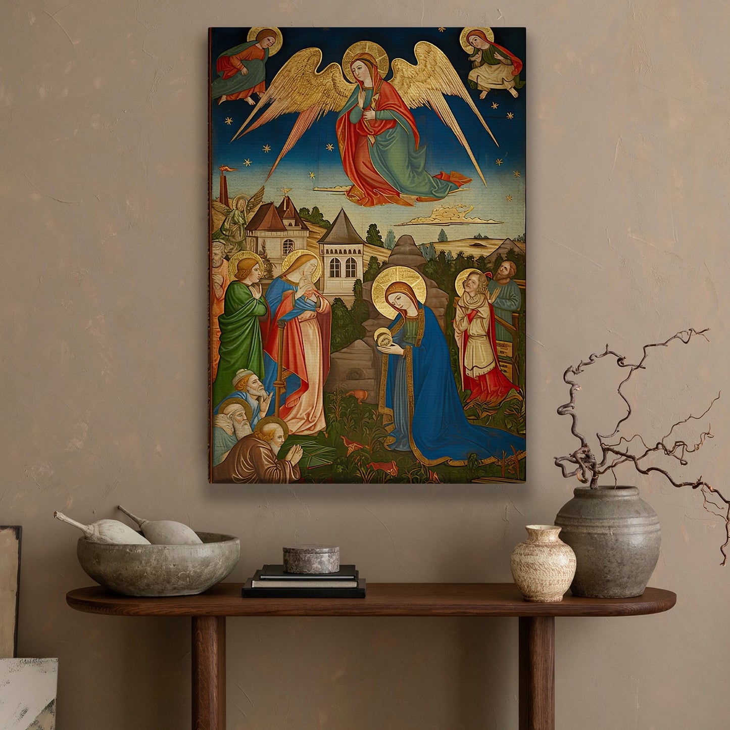 Divine Nativity Illumination, Nativity Christmas Canvas Painting, Xmas Wall Art Decor - Christmas Poster Gift