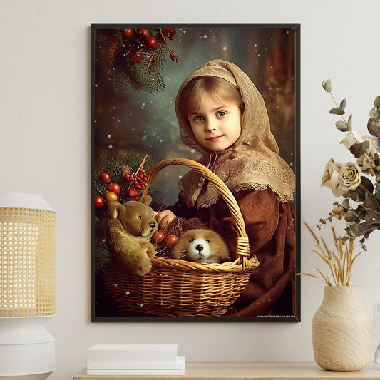 Vintage Yuletide Innocence, Victorian Christmas Canvas Painting, Xmas Wall Art Decor - Christmas Poster Gift