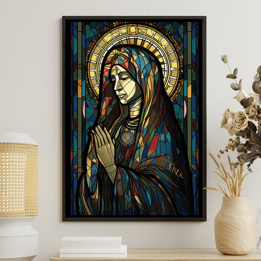 Stained Glass Sanctity, Virgin Mary Christmas Canvas Painting, Xmas Wall Art Decor - Christmas Poster Gift