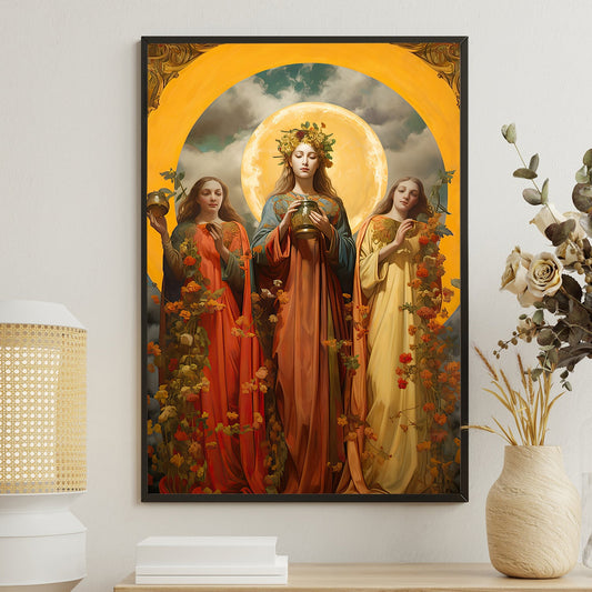 Harvest Moon Divinity, Virgin Mary Christmas Canvas Painting, Xmas Wall Art Decor - Christmas Poster Gift