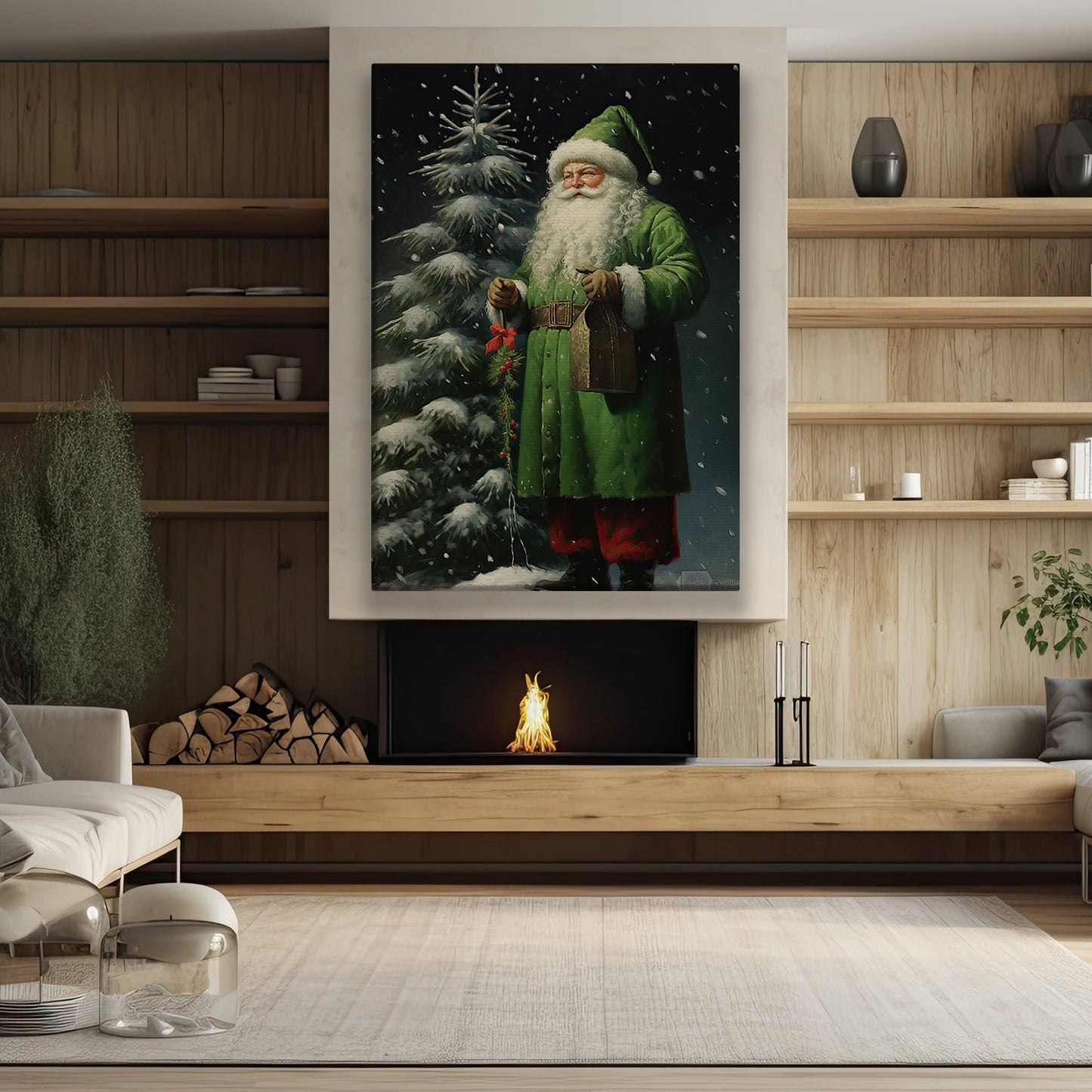 Emerald Eve's Gentleman, Santa Claus Christmas Canvas Painting, Xmas Wall Art Decor - Christmas Poster Gift