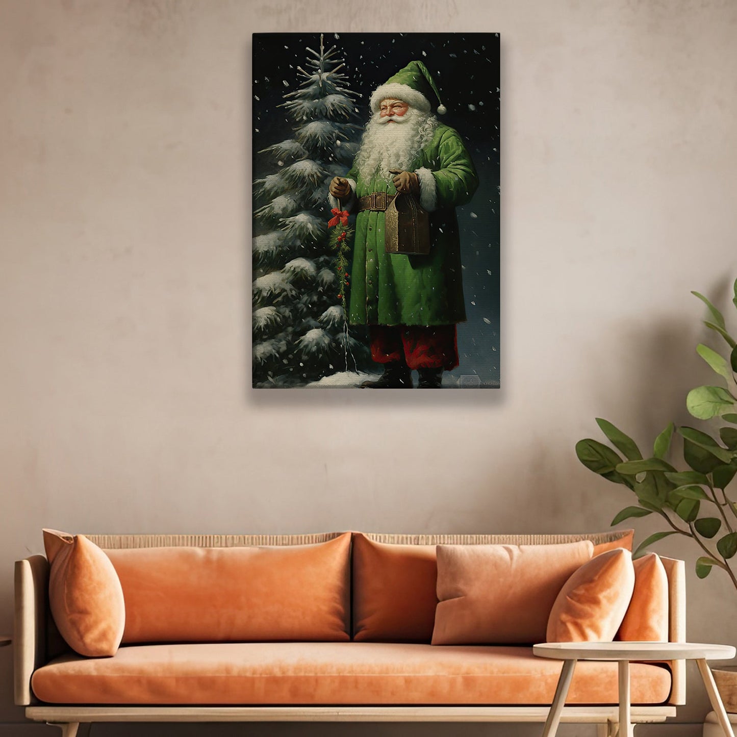 Emerald Eve's Gentleman, Santa Claus Christmas Canvas Painting, Xmas Wall Art Decor - Christmas Poster Gift