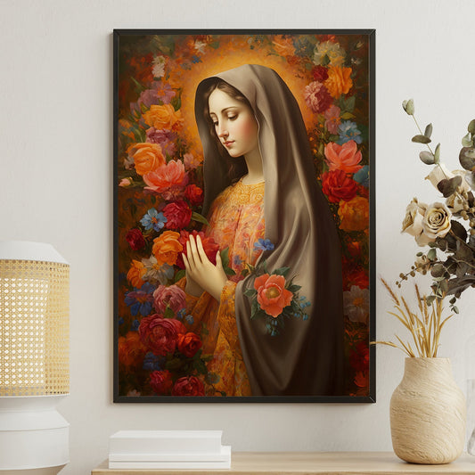 Madonna of the Blooming Garden, Virgin Mary Canvas Painting, Xmas Wall Art Decor - Christmas Poster Gift