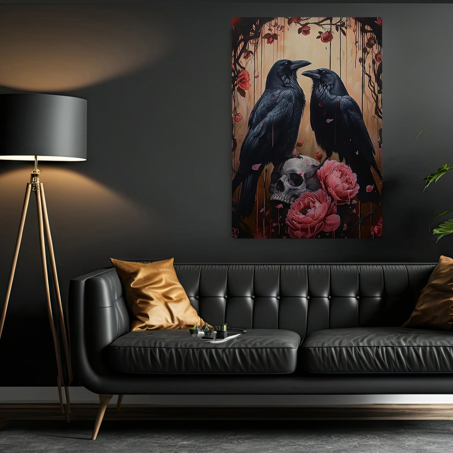 The Meeting Of Ravens, Raven Canvas Painting, Spooky Season Wall Art Decor, Halloween Poster Gift For Raven Lovers